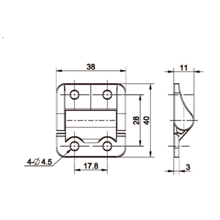 Engsel Redaman Dipasang Rata-B2222-3;4