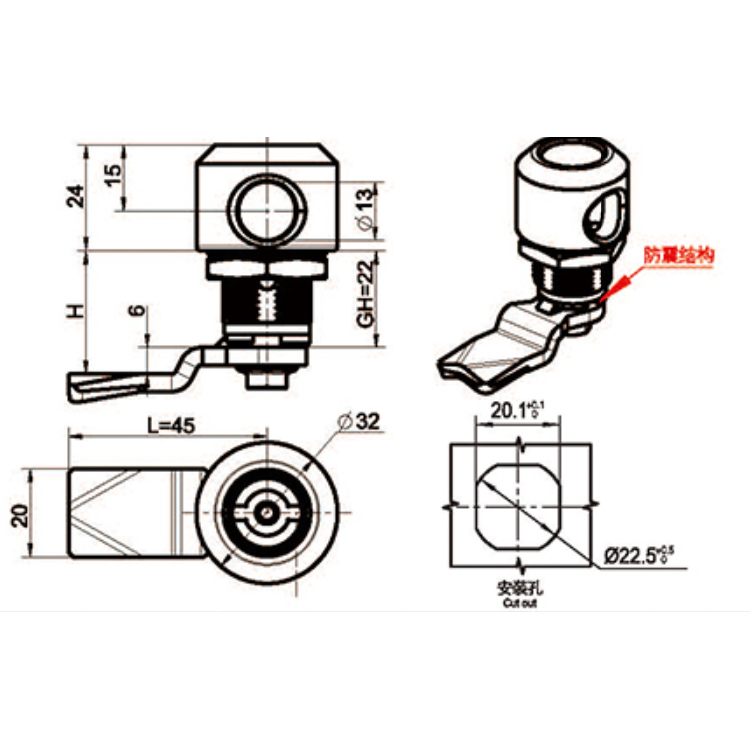 Alat Gembok Jenis Cam Lock-A6019