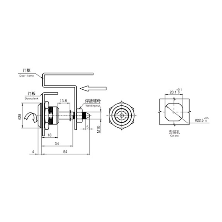 Tombol Jenis Padlock Jenis Cam Lock-A6051