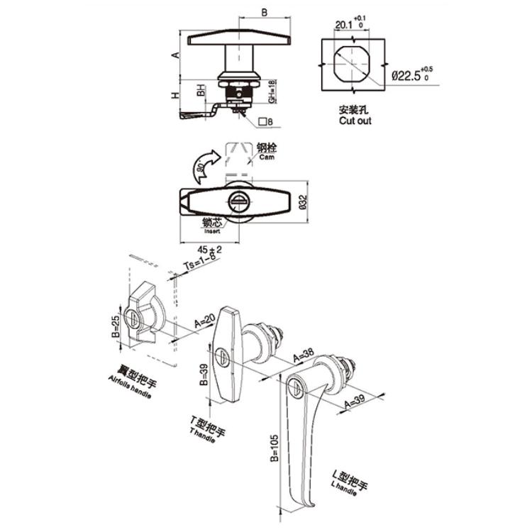 Jenis Pemegang Sayap Cam Lock-A6091