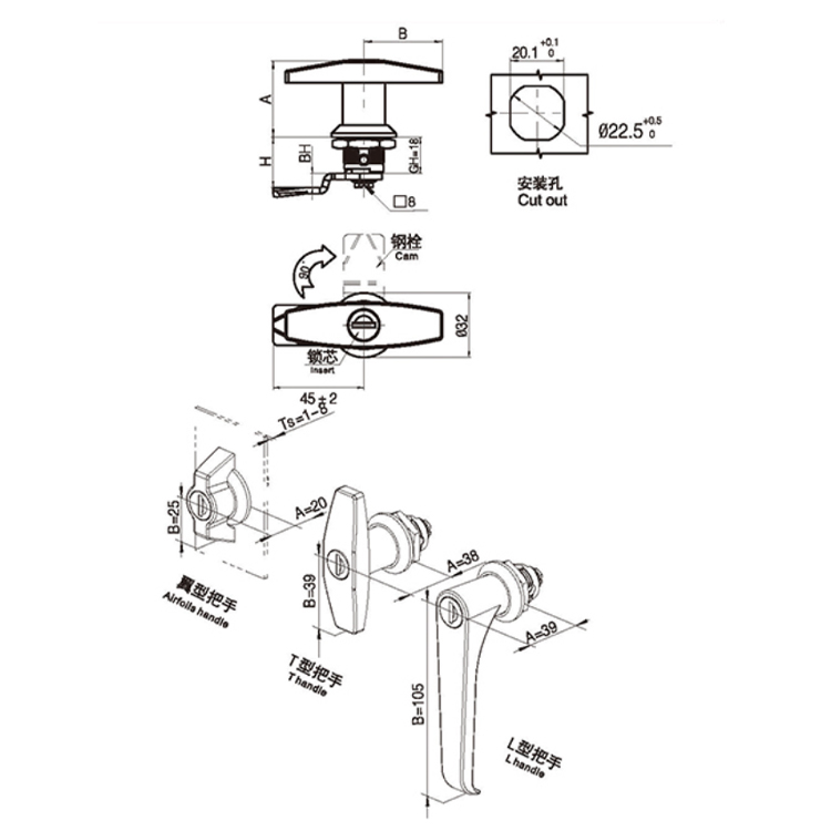 Jenis Pemegang Sayap Cam Lock-A6091
