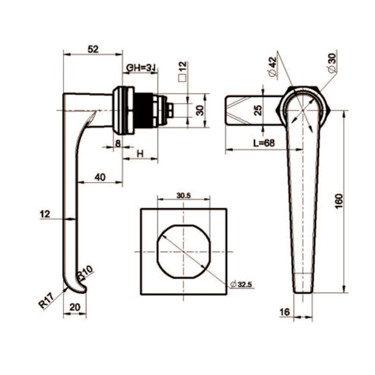 Keluli Tahan Karat Heavy Duty L Pemegang Cam Lock-A6095-1